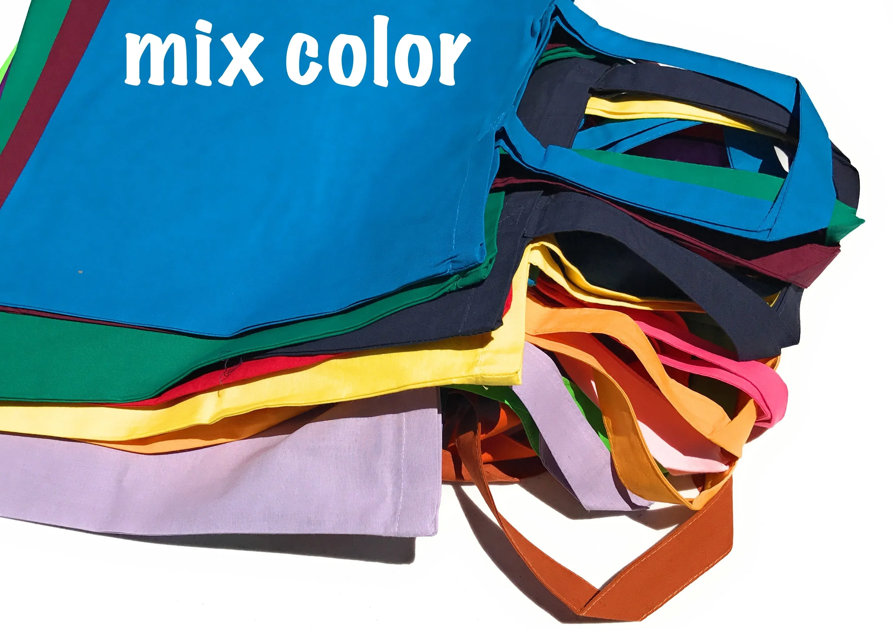 12 Eco-Pack Assorted Mix Color Wholesale Cotton Tote Bags in Bulk