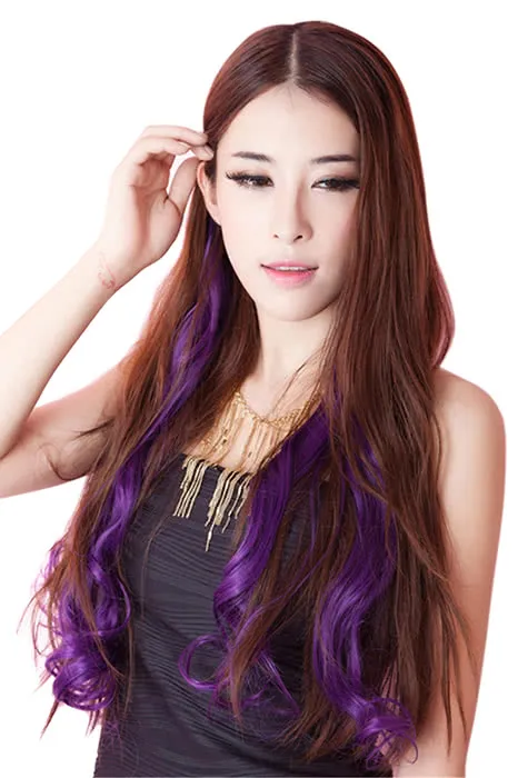 5 Colors Colorful 50cm Long Curly / Wave Clip in Hair Extensions