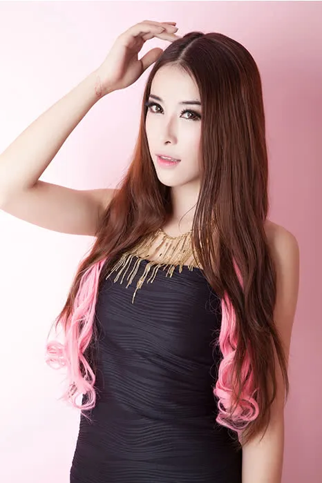 5 Colors Colorful 50cm Long Curly / Wave Clip in Hair Extensions