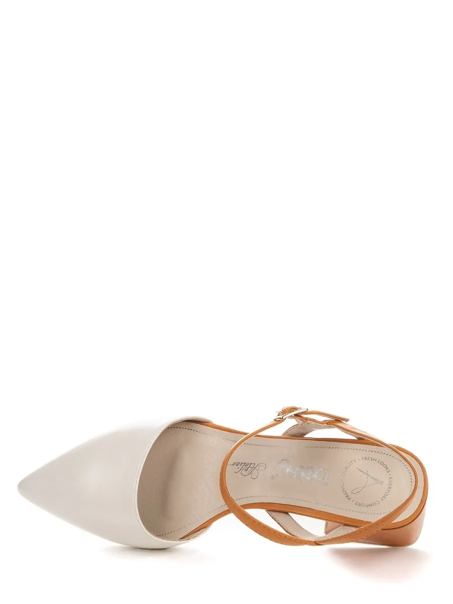 Betsy Orange & Cream Block Heel Shoes