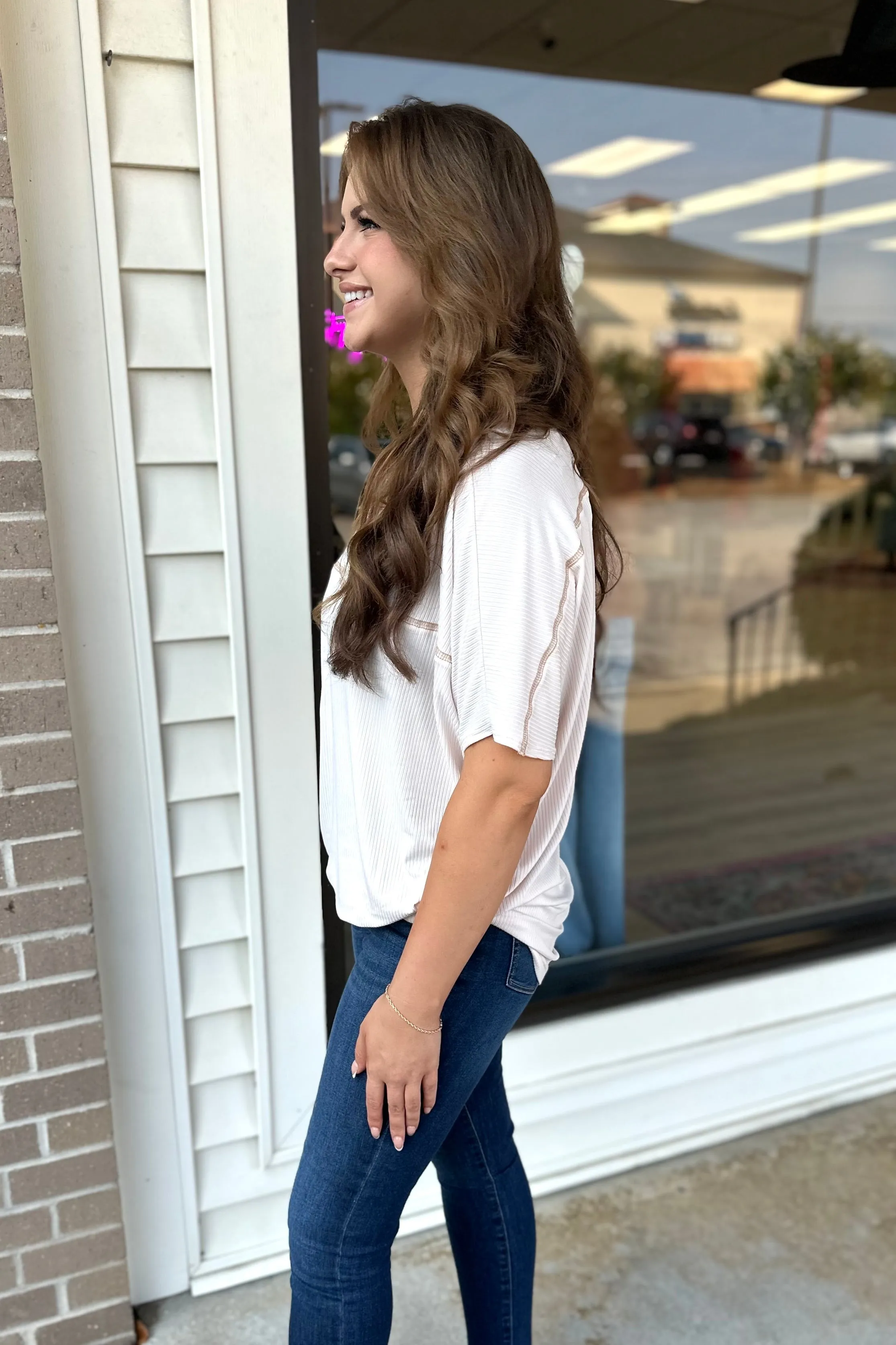 BLOSSOM V-Neck Top- Ivory