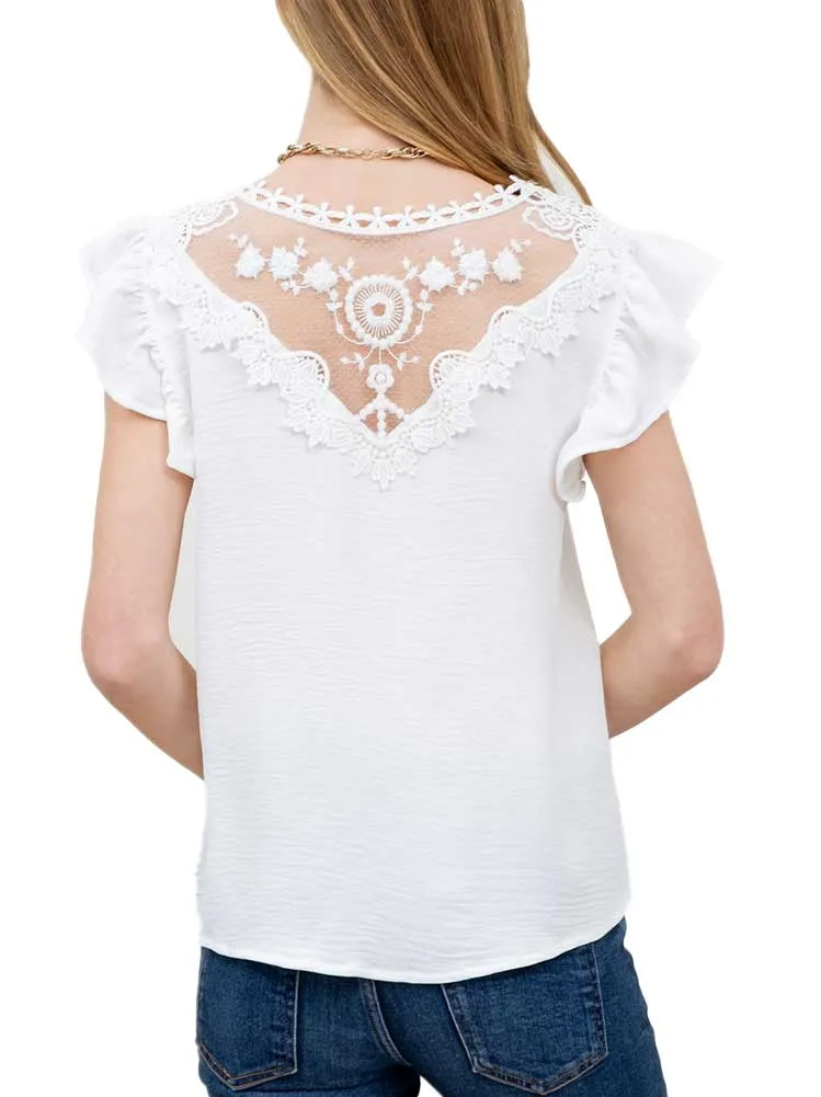 Blu Pepper Lace Back Ruffle Top