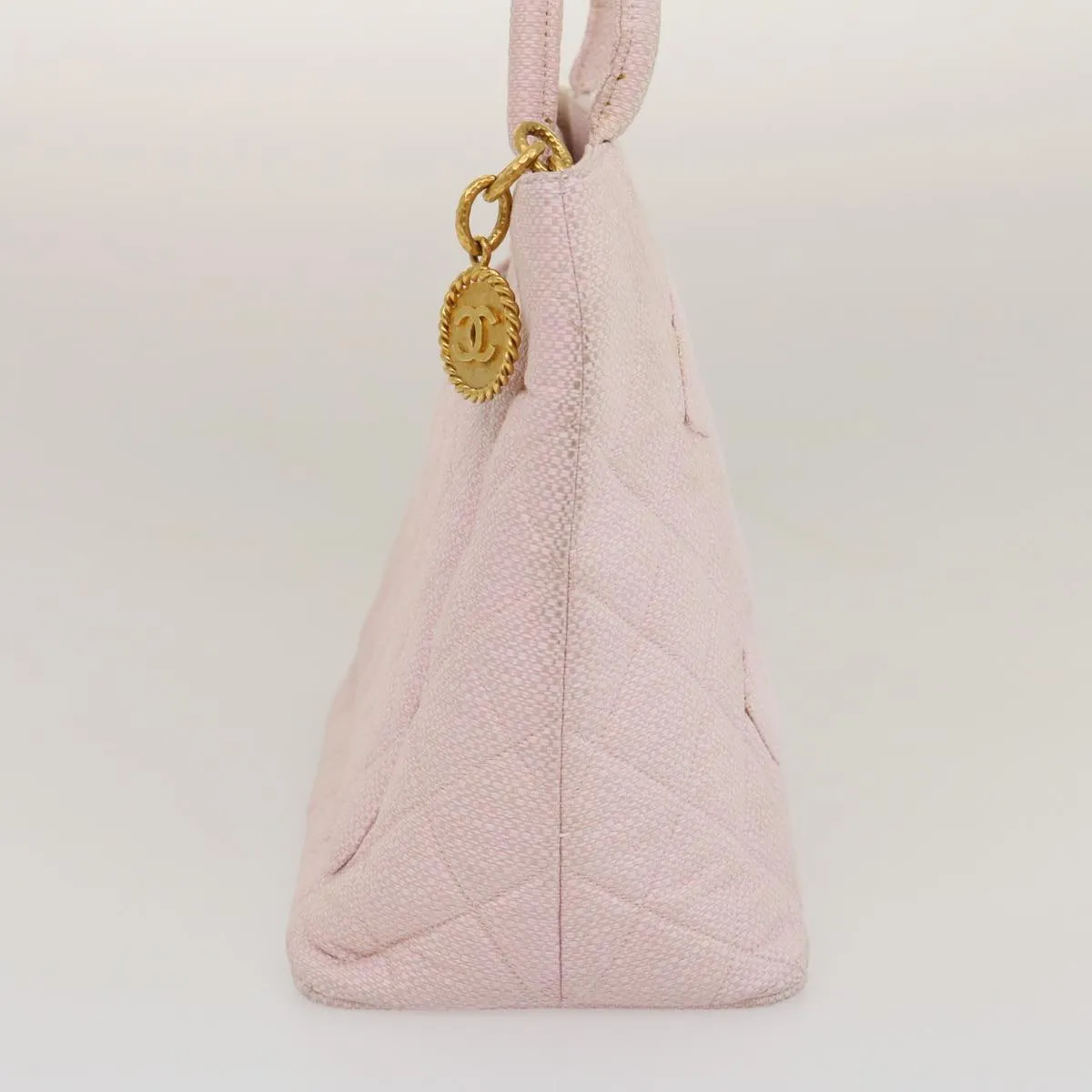 CHANEL COCO Mark Tote Bag cotton Pink CC Auth 29713A