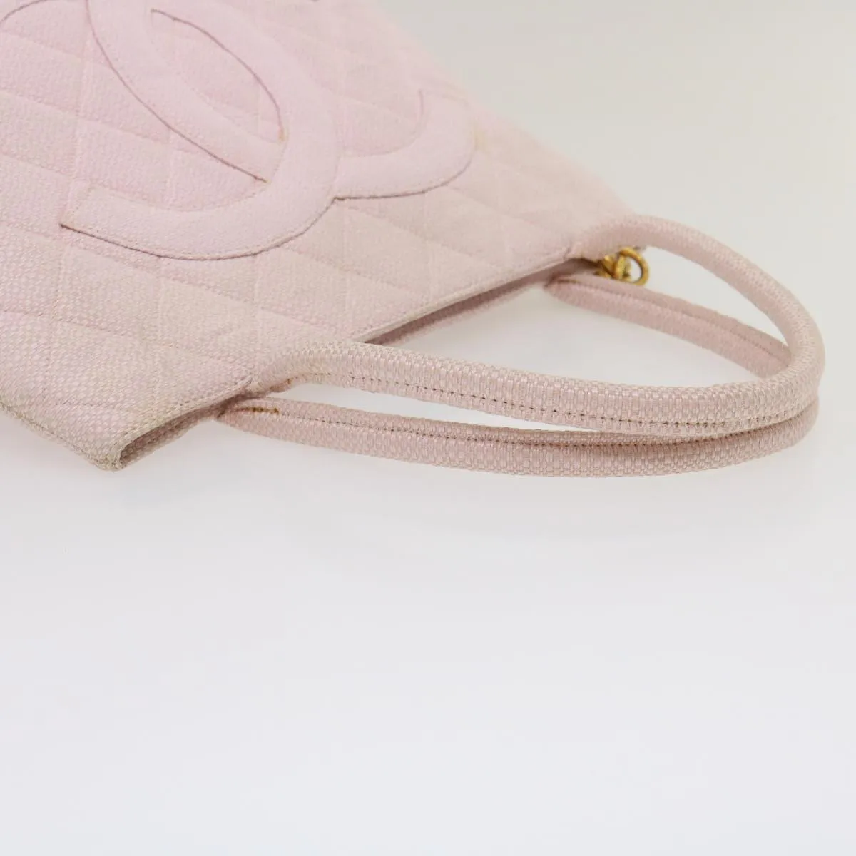 CHANEL COCO Mark Tote Bag cotton Pink CC Auth 29713A