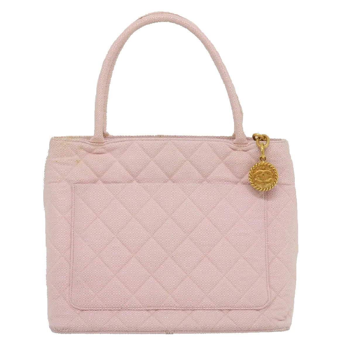 CHANEL COCO Mark Tote Bag cotton Pink CC Auth 29713A