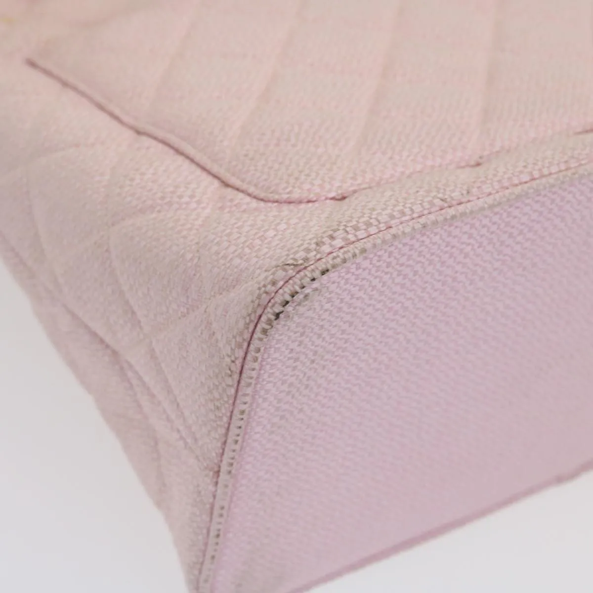 CHANEL COCO Mark Tote Bag cotton Pink CC Auth 29713A