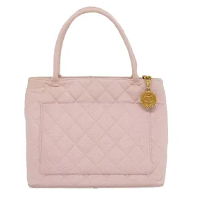 CHANEL COCO Mark Tote Bag cotton Pink CC Auth 29713A