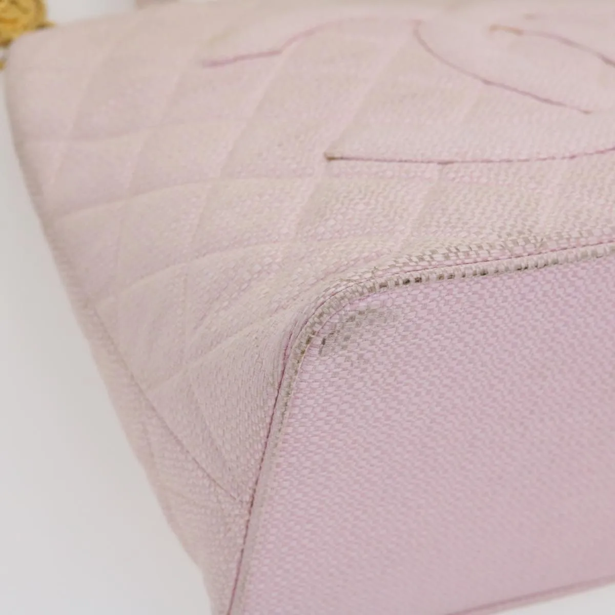 CHANEL COCO Mark Tote Bag cotton Pink CC Auth 29713A