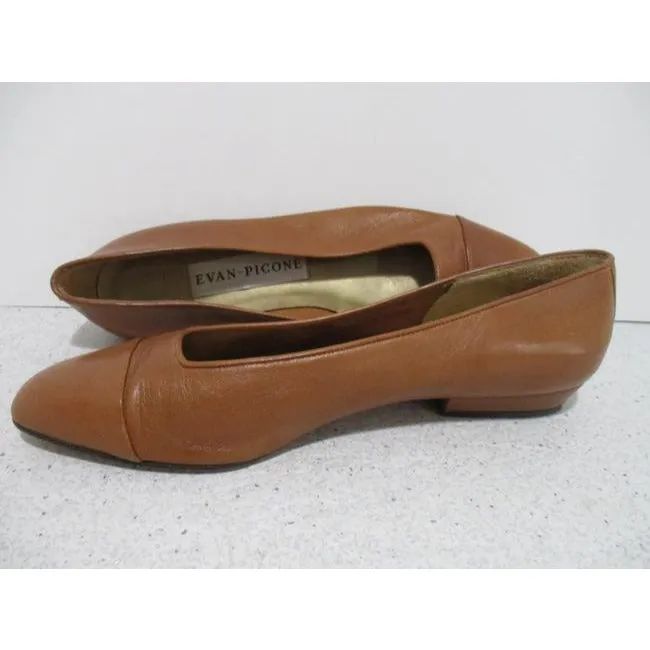 Evan Picone Cognac Caramel Brown Patent Flats Size Us