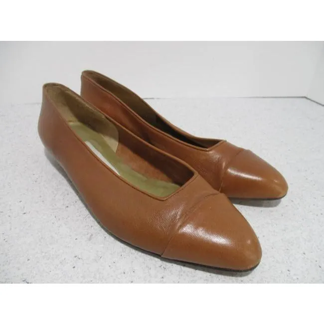 Evan Picone Cognac Caramel Brown Patent Flats Size Us