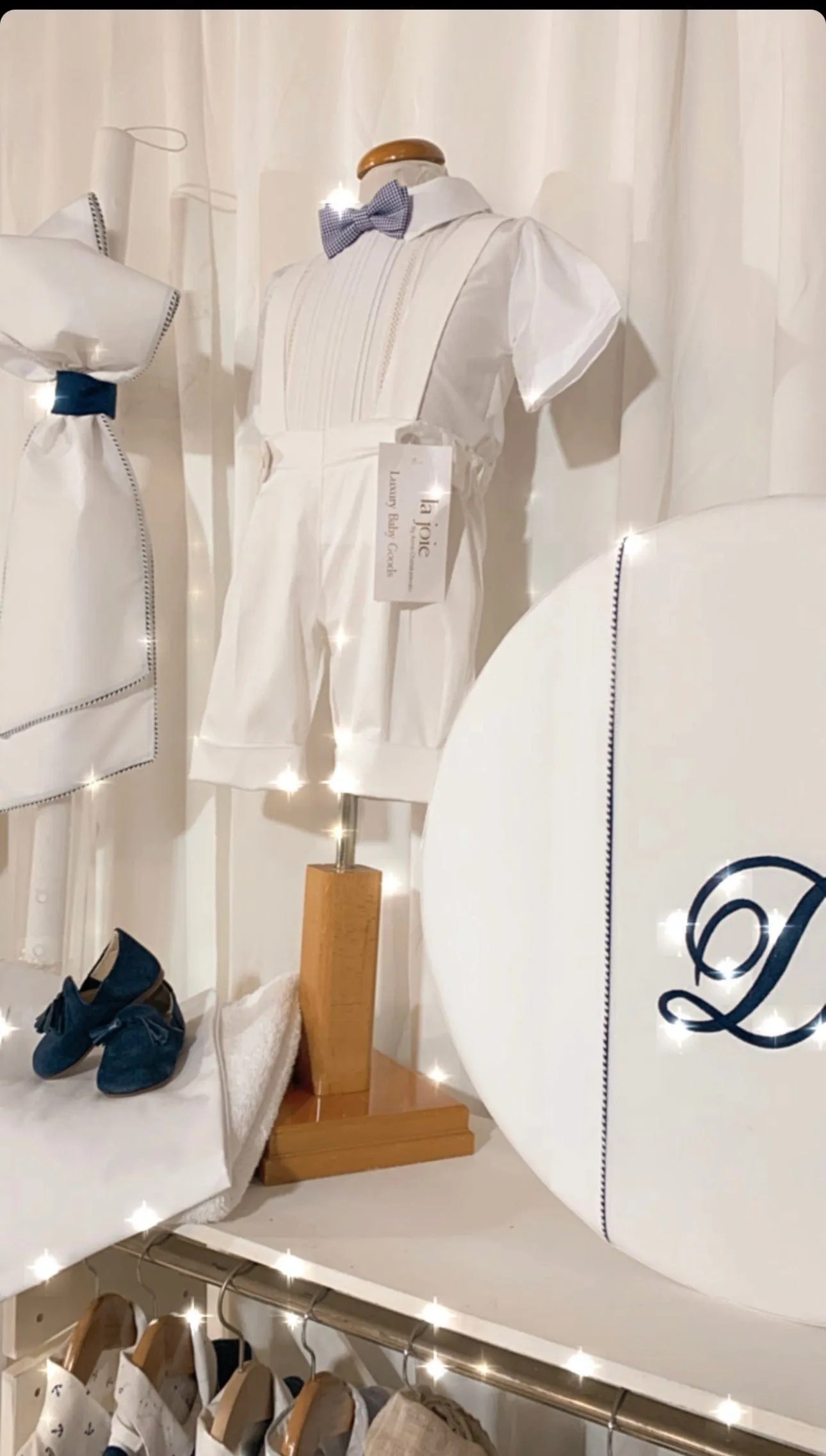 Linen White Shorts Baptism / Christening Set