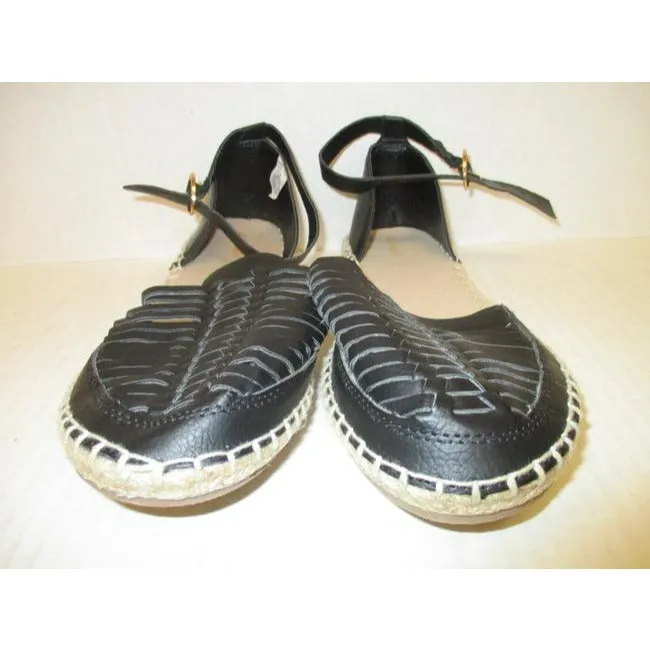 Old Navy Black Woven Canvas Flats Sandals Size Us