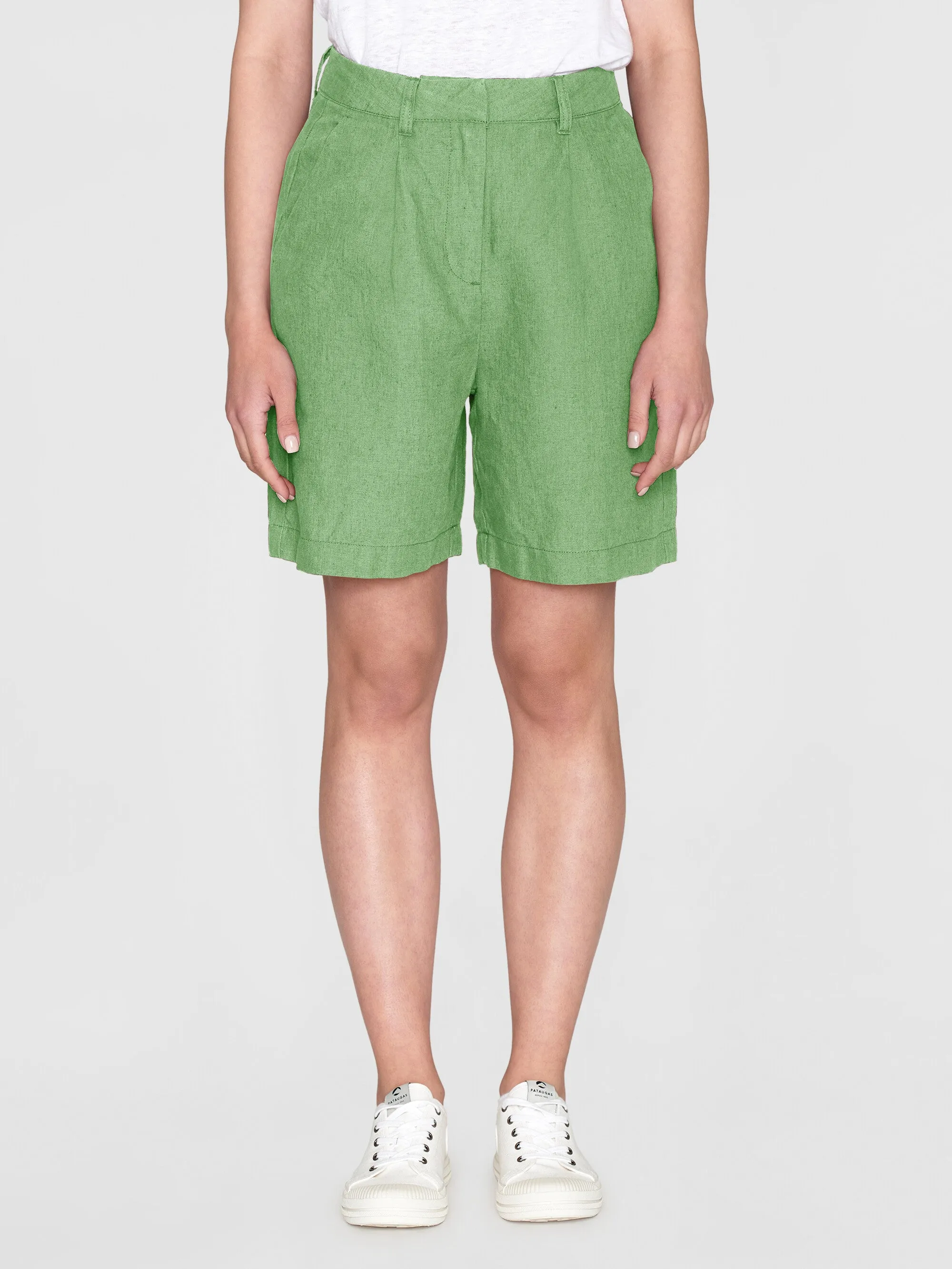 POSEY wide high-rise linen shorts - GOTS/Vegan - Shale Green