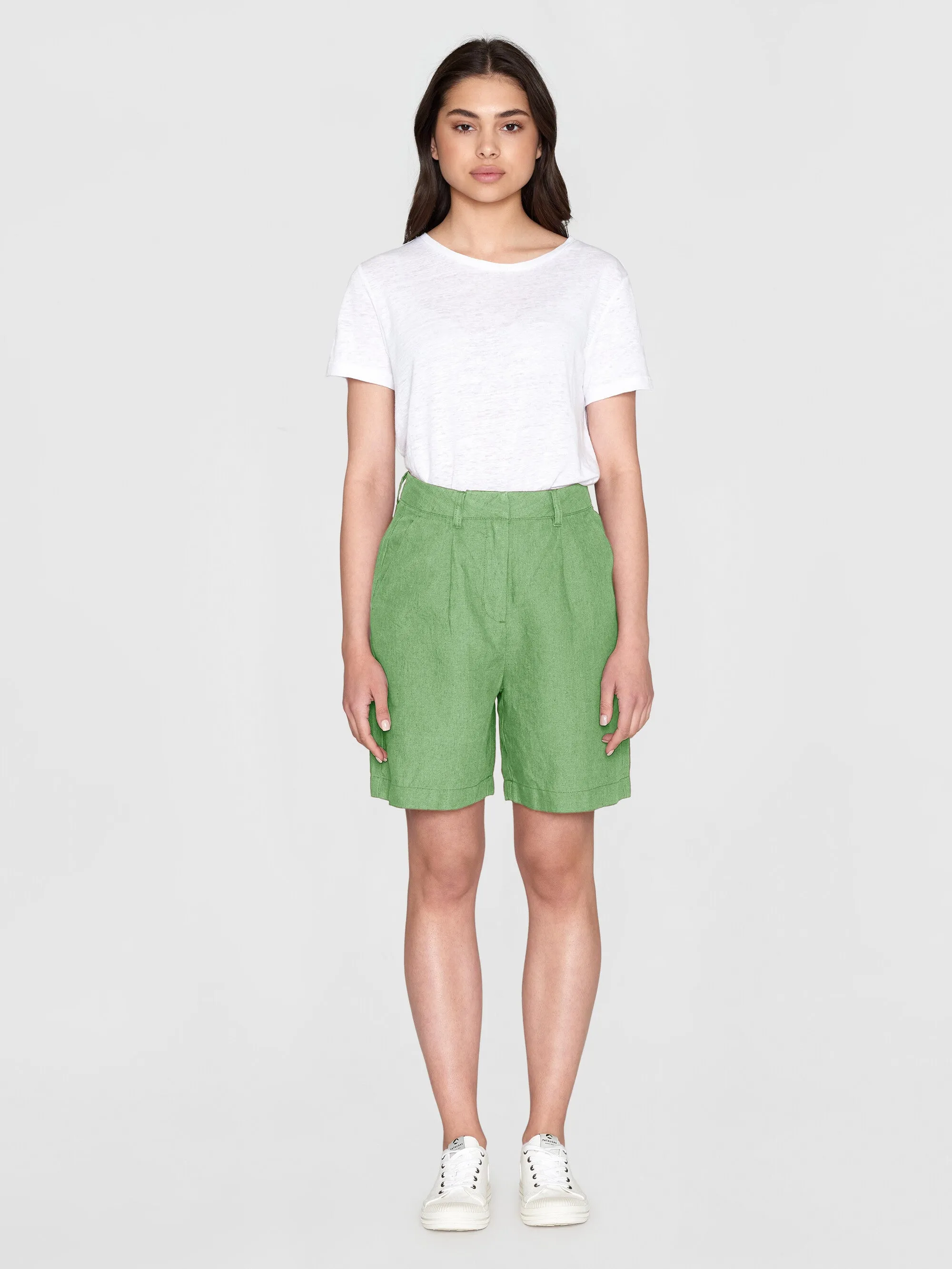 POSEY wide high-rise linen shorts - GOTS/Vegan - Shale Green