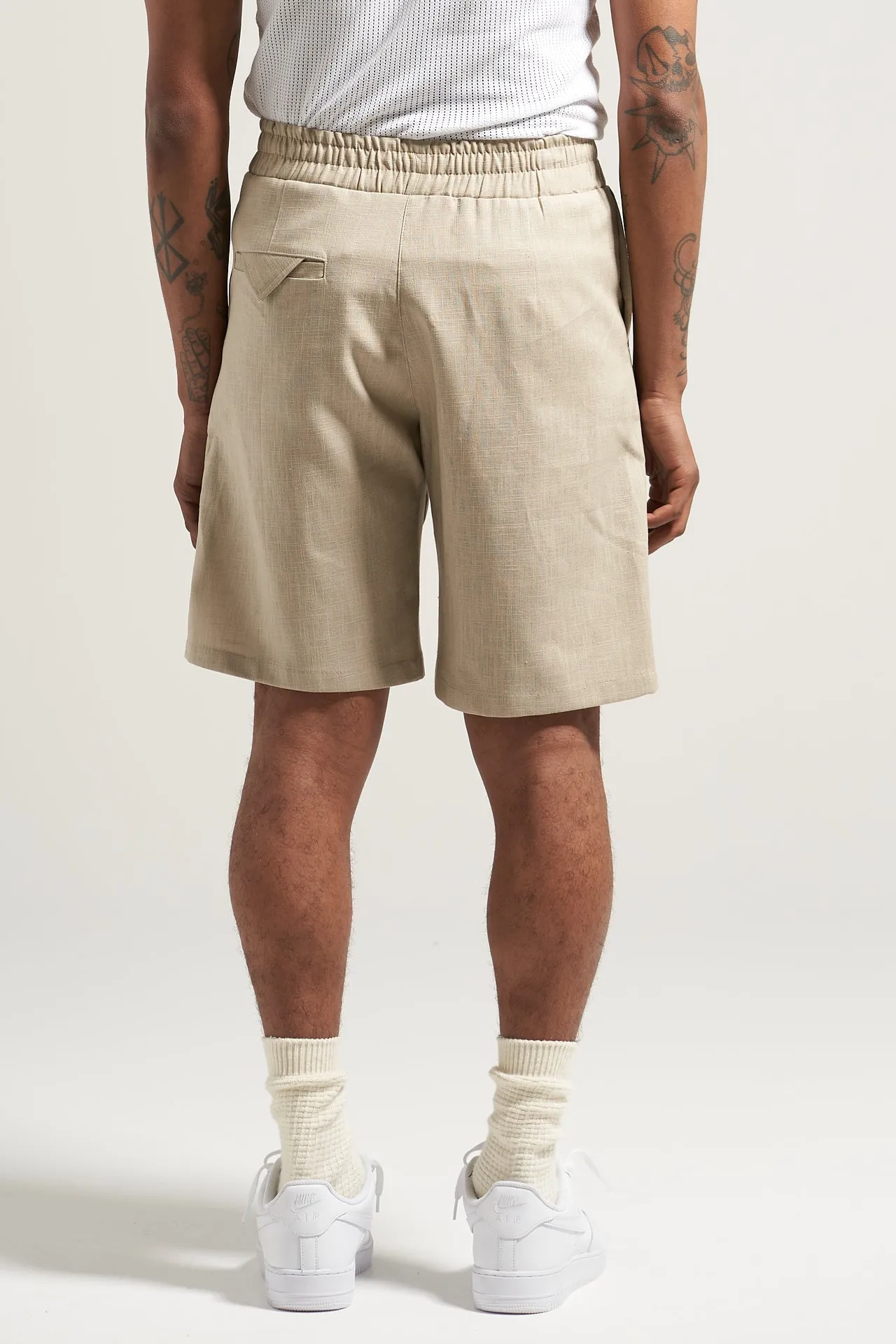 The Sand Linen Pleat Short