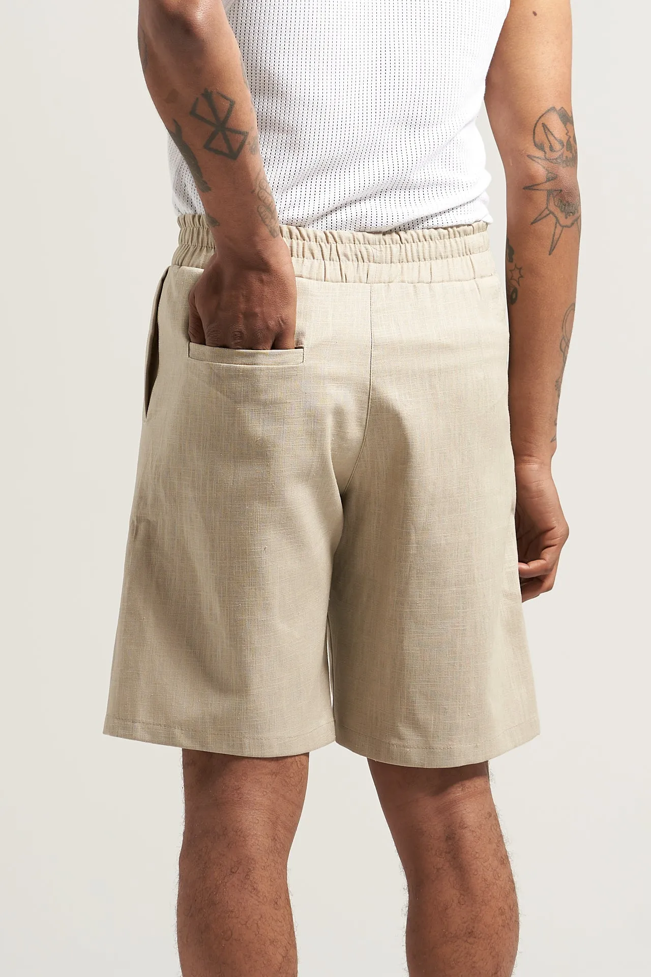 The Sand Linen Pleat Short