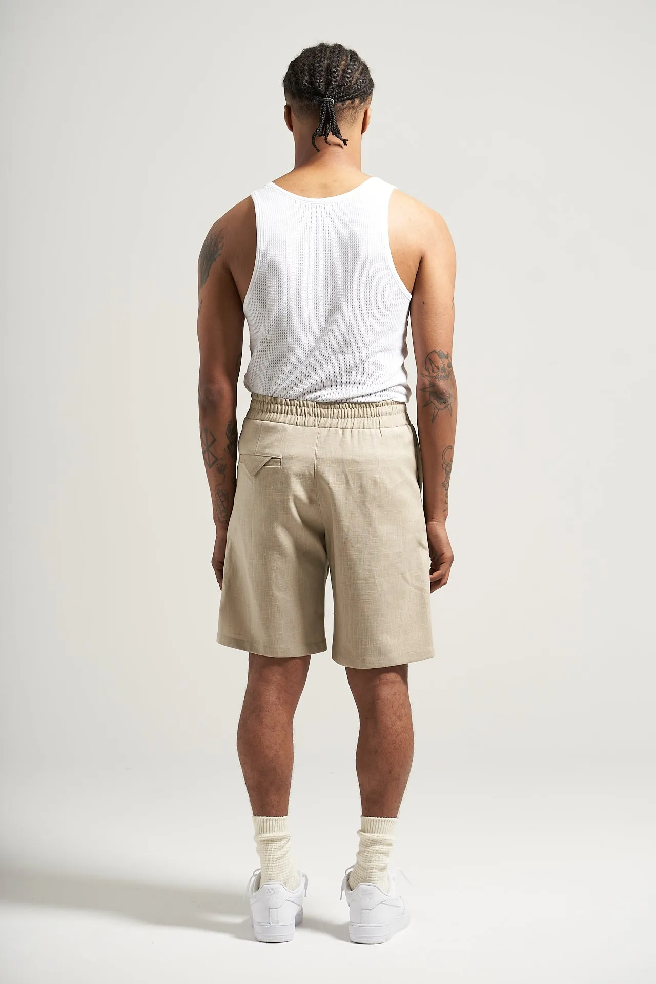 The Sand Linen Pleat Short