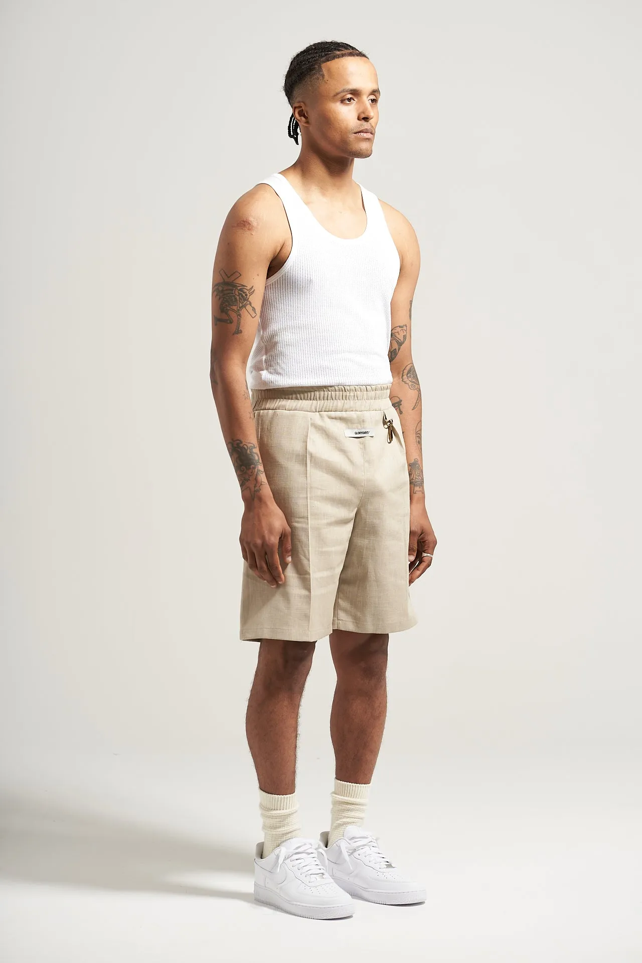 The Sand Linen Pleat Short