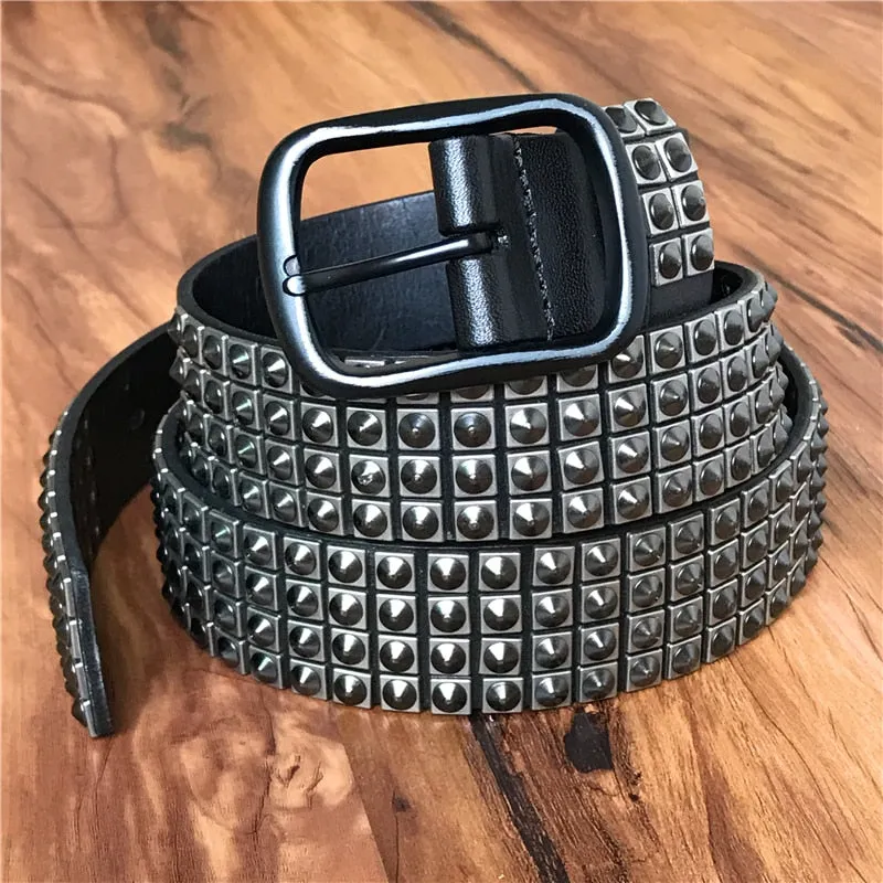 Top Heavy Metal Genuine Leather Belt Men Cowboy Belt Ceinture Homme Punk Jeans Strap Wide Cinturon Mujer Waistband TBT0090