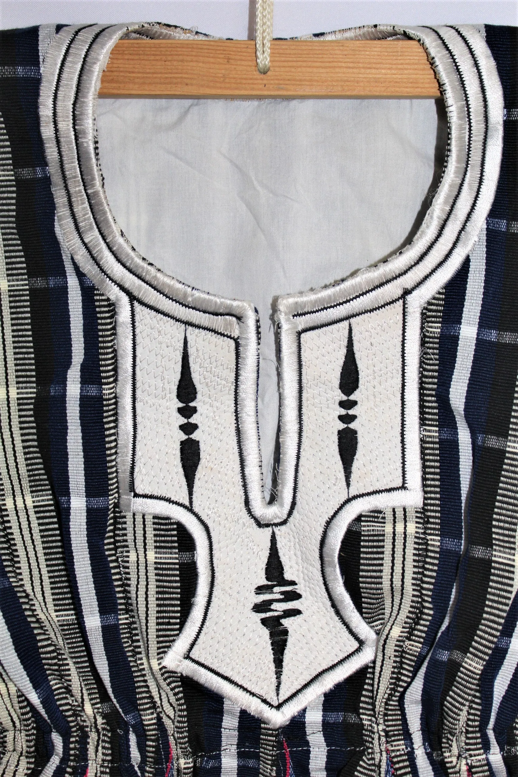 Women's Batakari Blouse - Blue-Gold Stripe