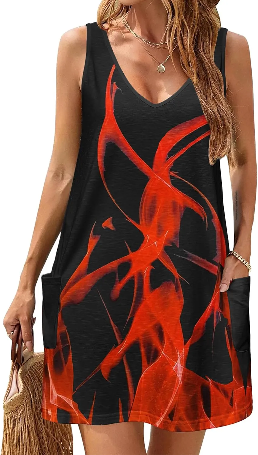 Zeagoo Loose V Neck Sleeveless Sundresses Swimsuit Coverup
