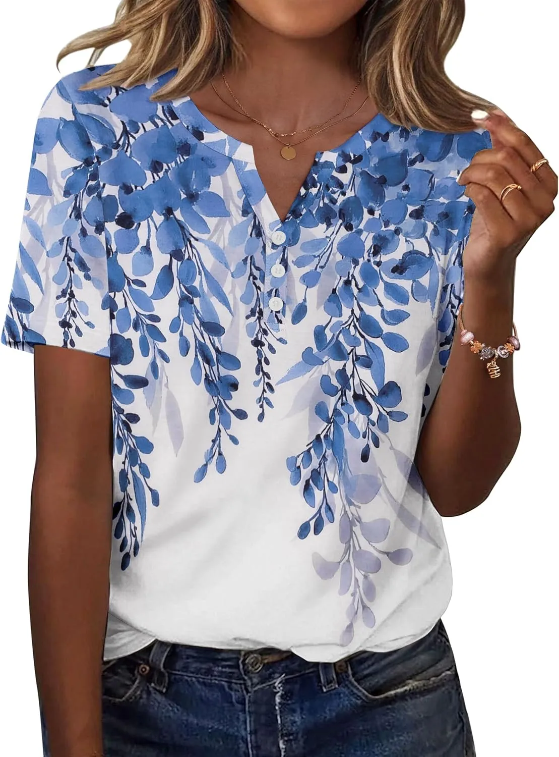Zeagoo Womens Casual Short Sleeve V Neck Shirts